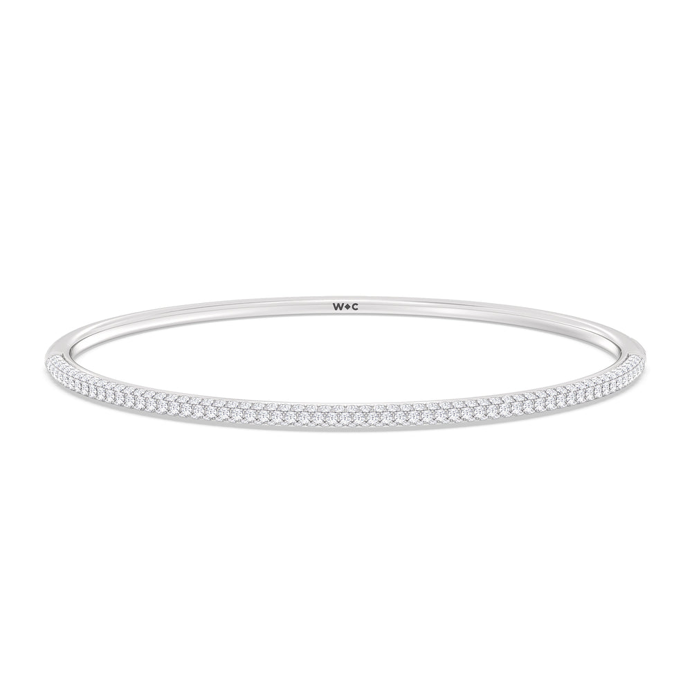 The Windsor Slim Bangle with Lab Cut Diamond in 14KT White Gold view 2
