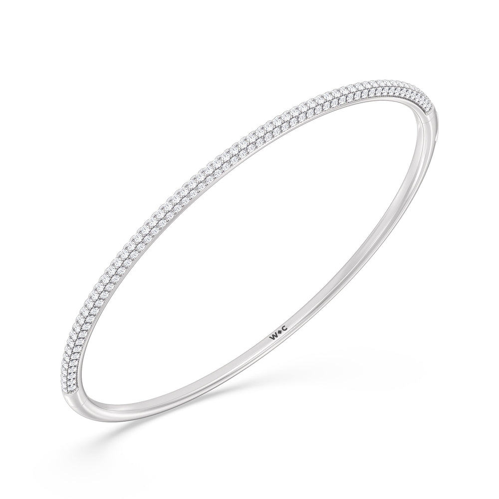 The Windsor Slim Bangle with Lab Cut Diamond in 14KT White Gold view 5
