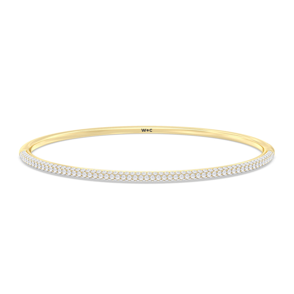 The Windsor Slim Bangle with Lab Cut Diamond in 14KT Yellow Gold view 2
