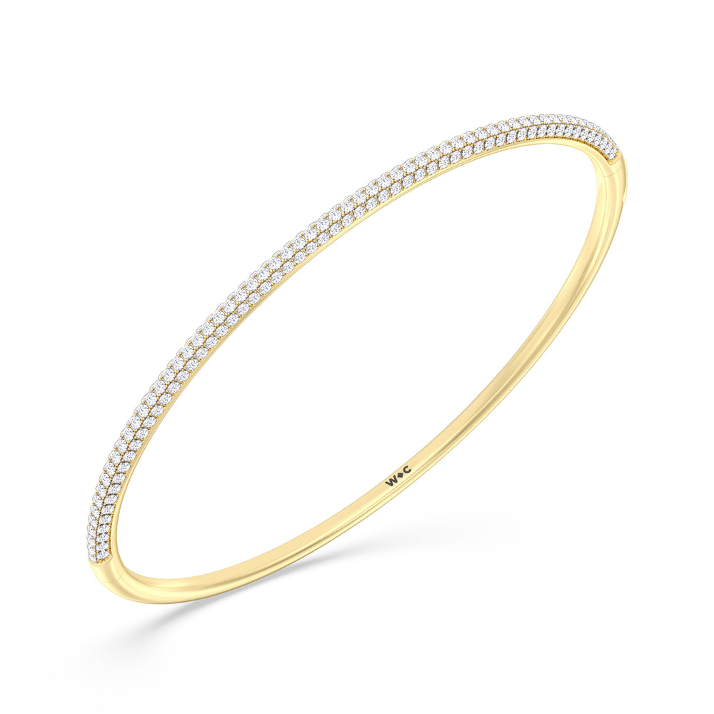 The Windsor Slim Bangle with Lab Cut Diamond in 14KT Yellow Gold view 5
