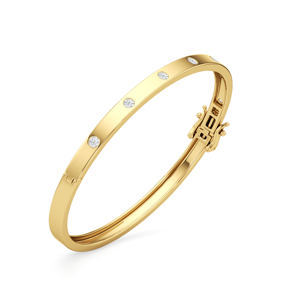 The Kate Station Bangle with Lab Cut Diamond in 14KT Yellow Gold view 7
