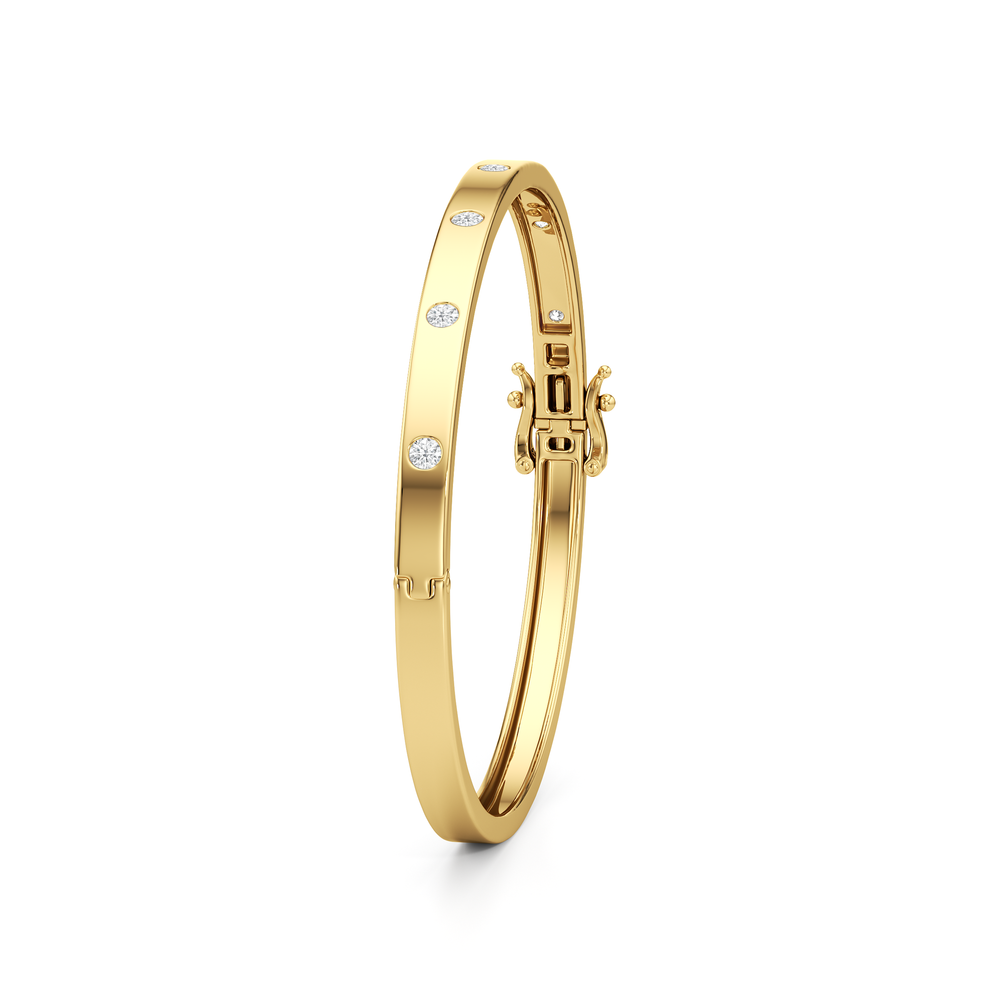 The Kate Station Bangle with Lab Cut Diamond in 14KT Yellow Gold view 8
