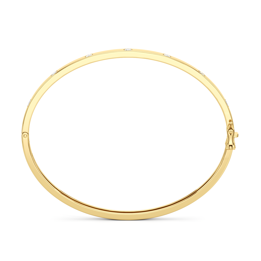 The Kate Station Bangle with Lab Cut Diamond in 14KT Yellow Gold view 6
