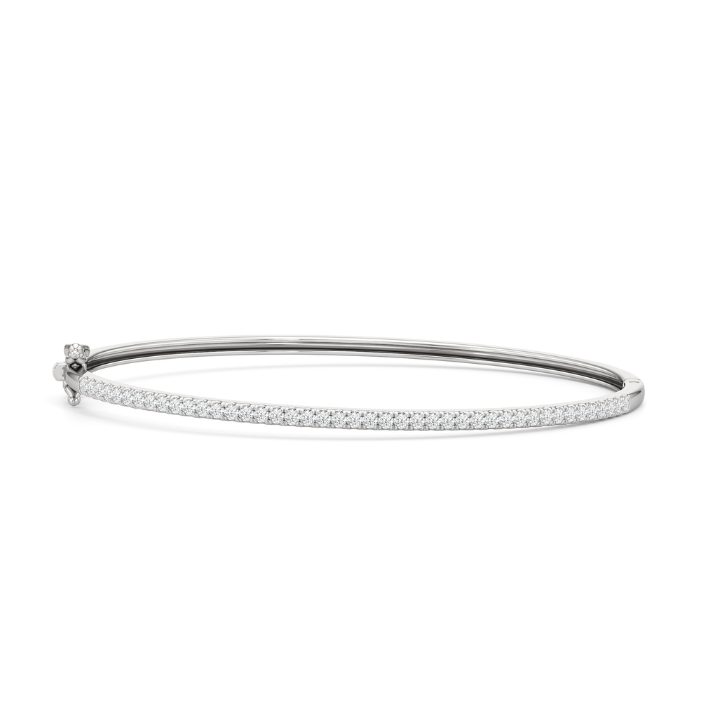 The Eliza Pave Bangle with Lab Cut Diamond in 14KT White Gold view 1
