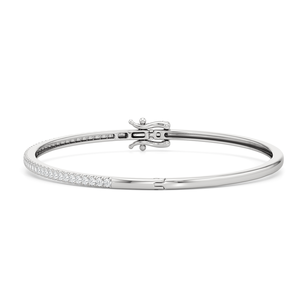 The Eliza Pave Bangle with Lab Cut Diamond in 14KT White Gold view 6
