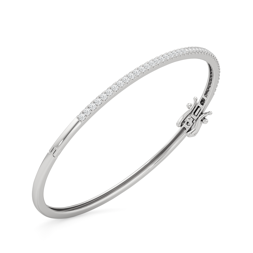 The Eliza Pave Bangle with Lab Cut Diamond in 14KT White Gold view 5
