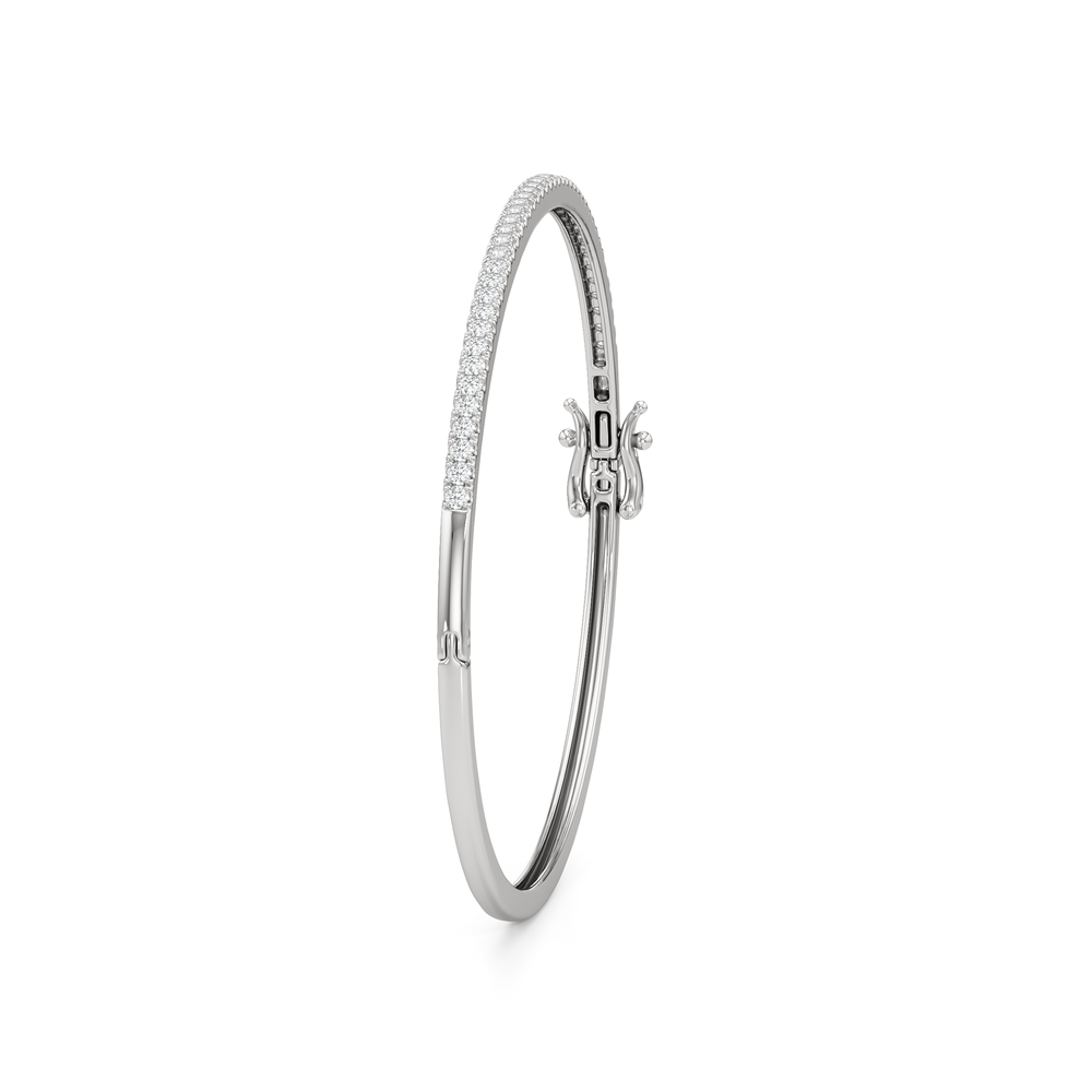 The Eliza Pave Bangle with Lab Cut Diamond in 14KT White Gold view 7

