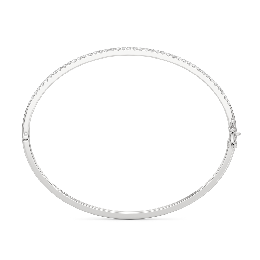 The Eliza Pave Bangle with Lab Cut Diamond in 14KT White Gold view 4
