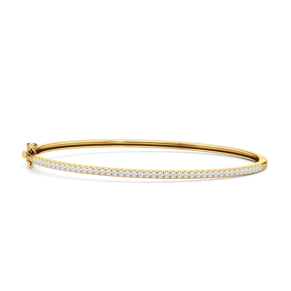 The Eliza Pave Bangle with Lab Cut Diamond in 14KT Yellow Gold view 1
