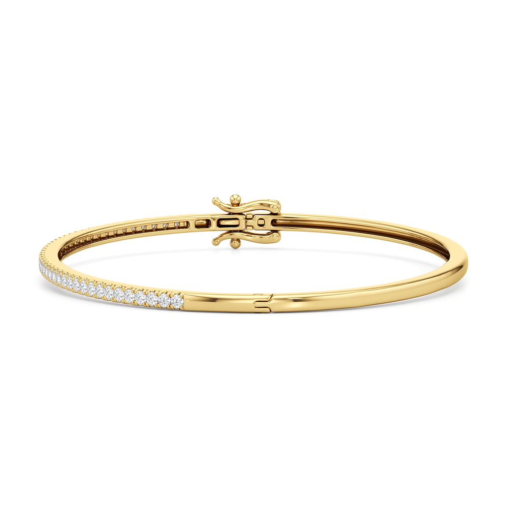 The Eliza Pave Bangle with Lab Cut Diamond in 14KT Yellow Gold view 6
