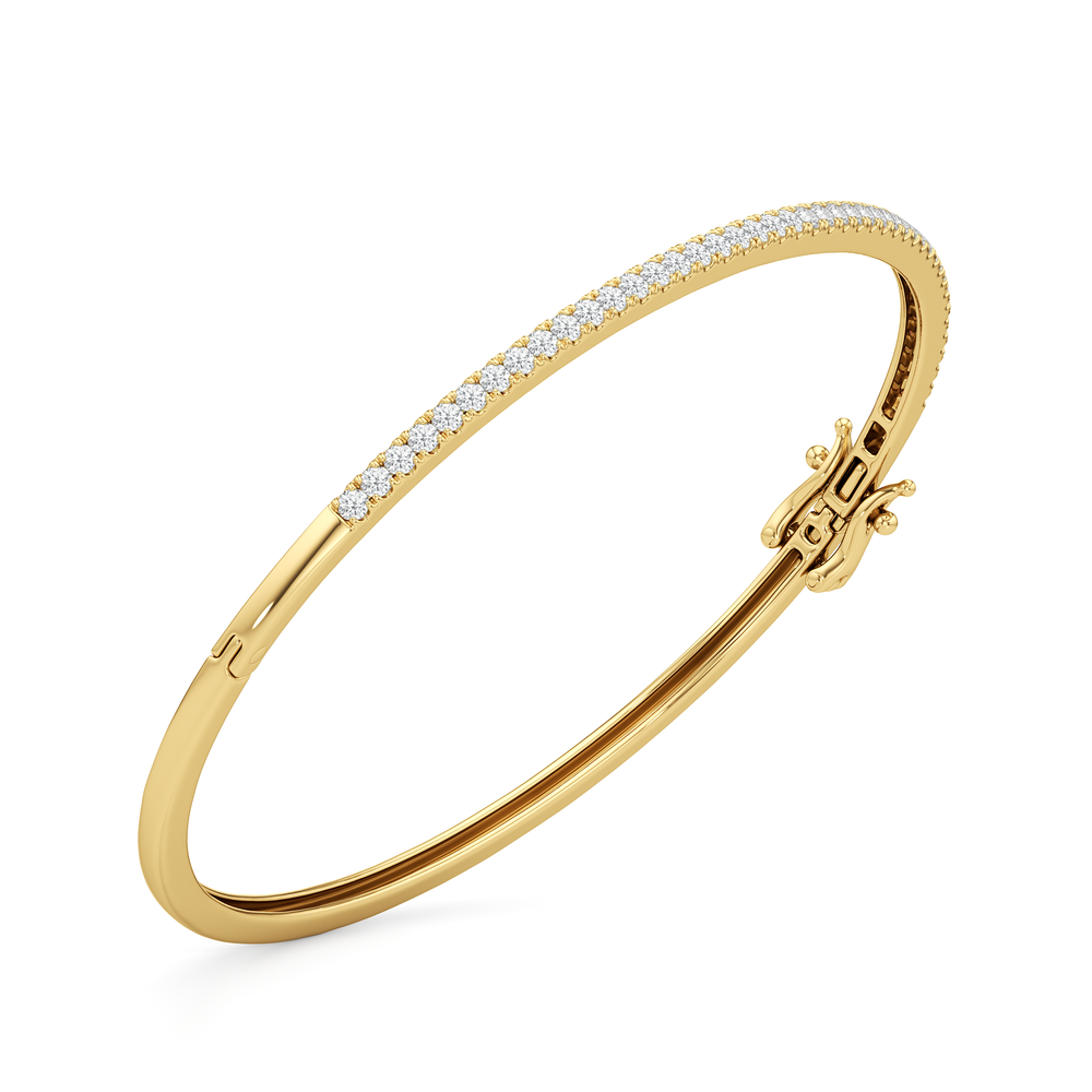 The Eliza Pave Bangle with Lab Cut Diamond in 14KT Yellow Gold view 3
