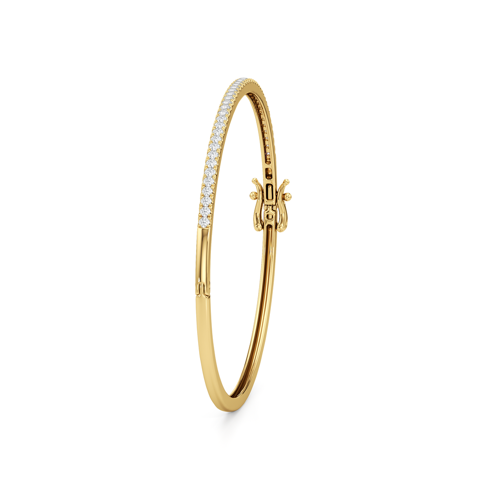 The Eliza Pave Bangle with Lab Cut Diamond in 14KT Yellow Gold view 7
