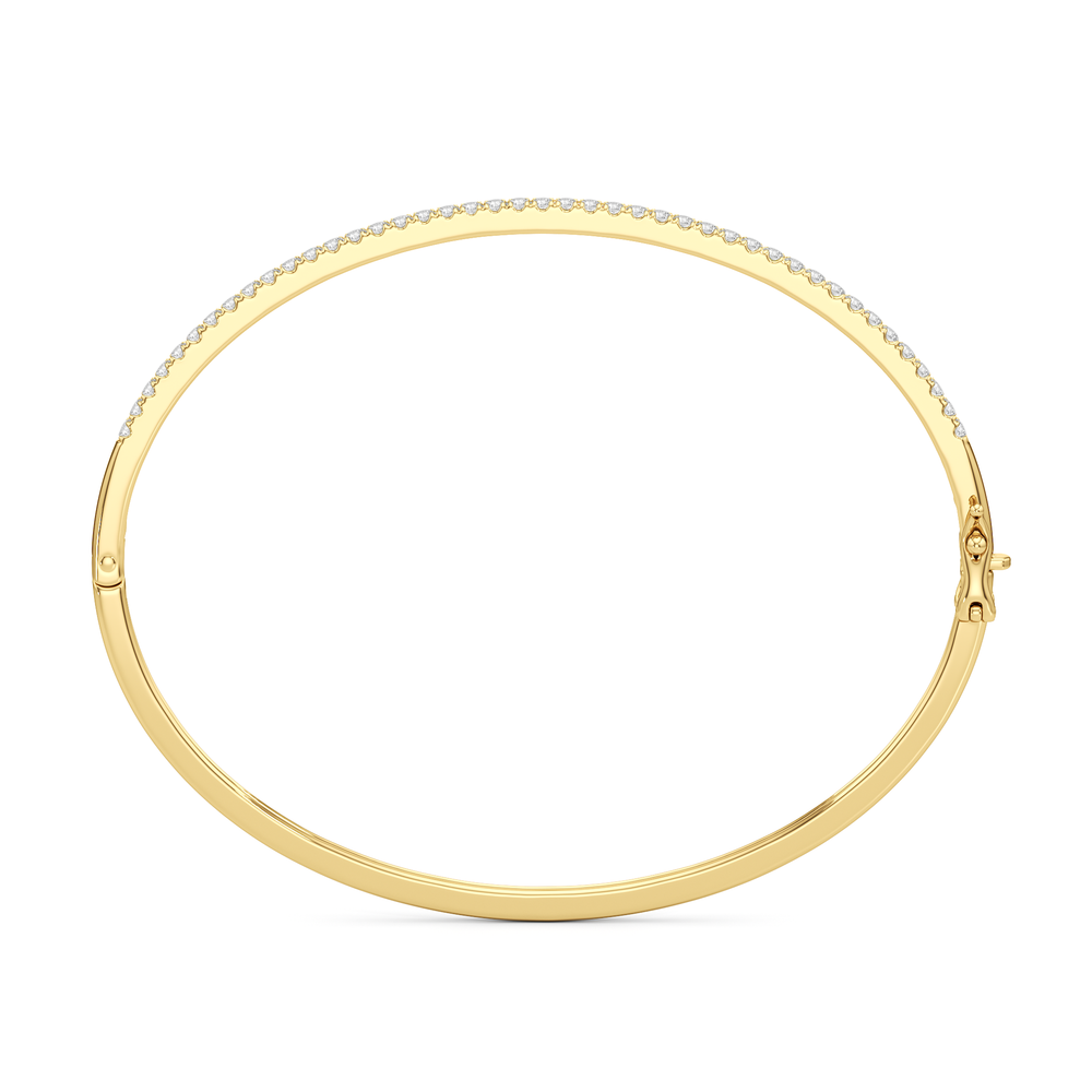 The Eliza Pave Bangle with Lab Cut Diamond in 14KT Yellow Gold view 2
