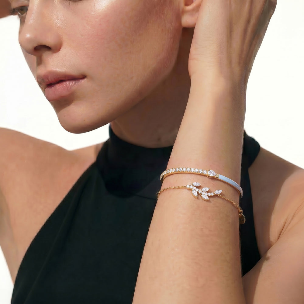 The Vine Cascade Bracelet with Lab Cut Diamond in 14KT Yellow Gold view 3
