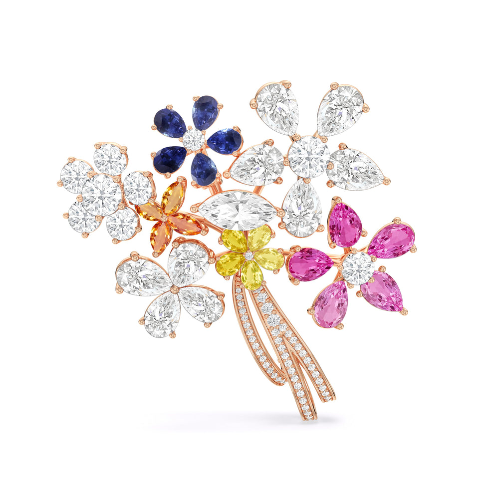 The Gemstone Bouquet Brooch with 14KT Rose Gold / Lab / 16 3/8 Cut Diamond in 14KT Rose Gold / Lab / 16 3/8 view 1
