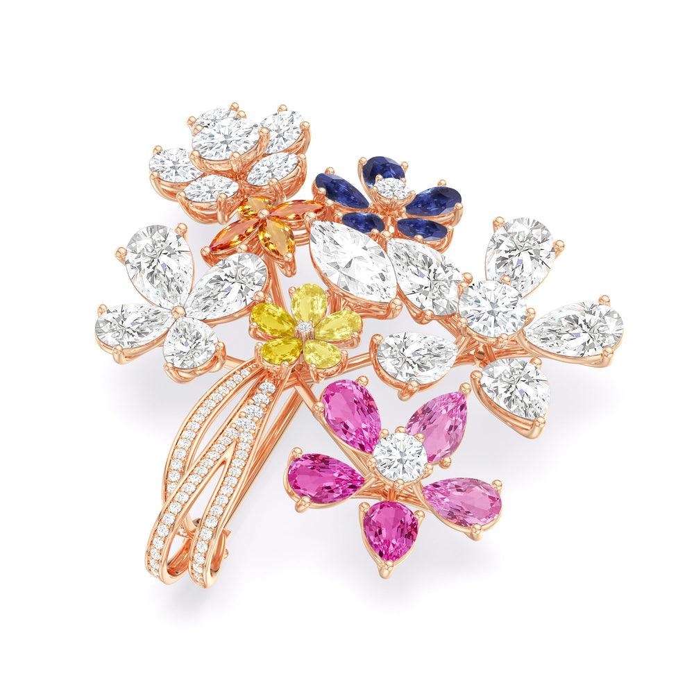 The Gemstone Bouquet Brooch with 14KT Rose Gold / Lab / 16 3/8 Cut Diamond in 14KT Rose Gold / Lab / 16 3/8 view 2
