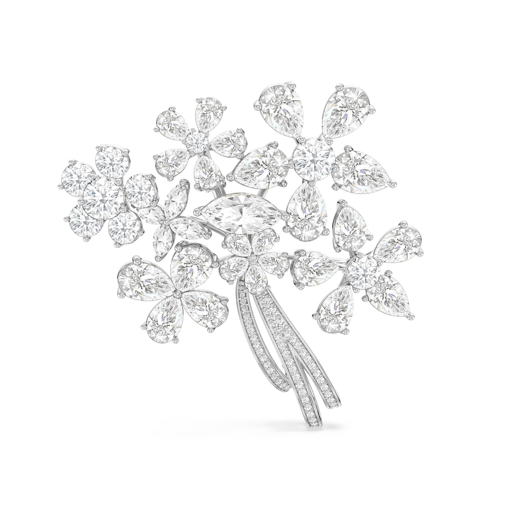 The Bouquet Brooch with 14KT White Gold / Lab / 25 Cut Diamond in 14KT White Gold / Lab / 25 view 1
