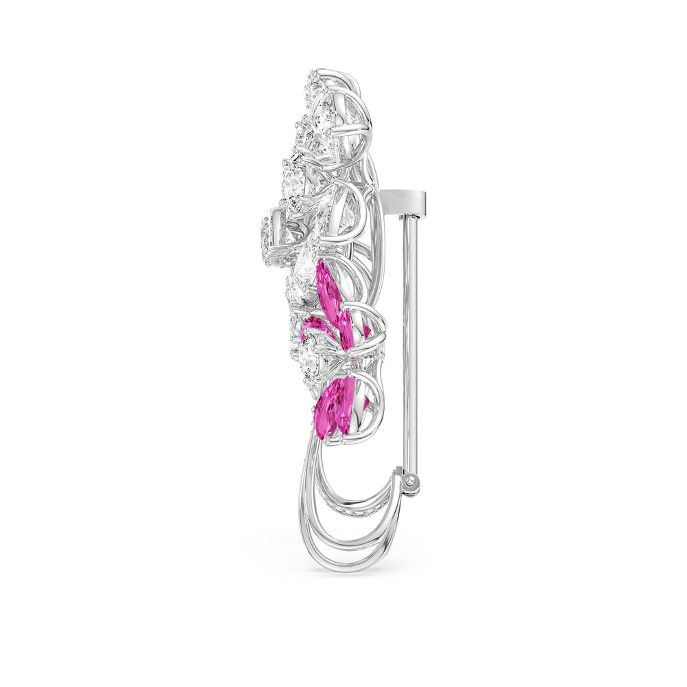The Gemstone Bouquet Brooch with 14KT White Gold / Lab / 16 3/8 Cut Diamond in 14KT White Gold / Lab / 16 3/8 view 3
