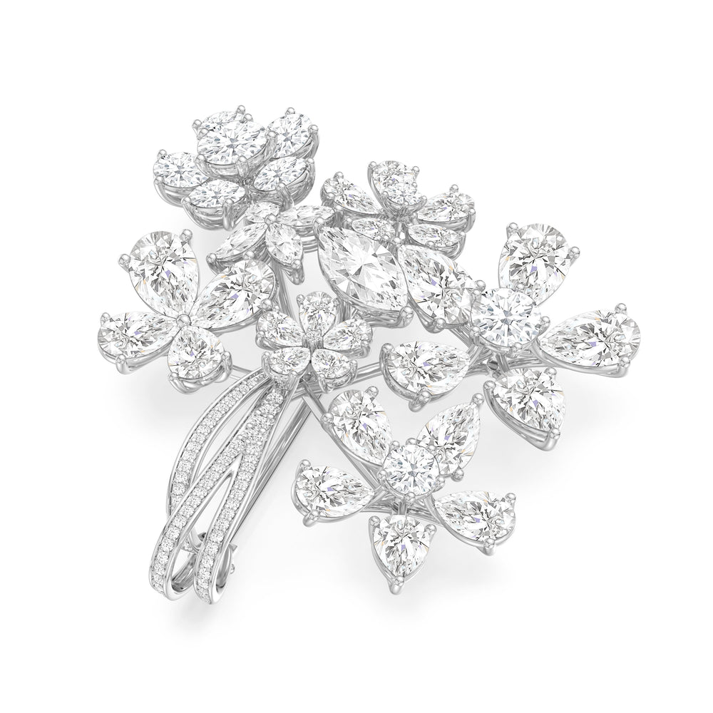 The Bouquet Brooch with 14KT White Gold / Lab / 25 Cut Diamond in 14KT White Gold / Lab / 25 view 2

