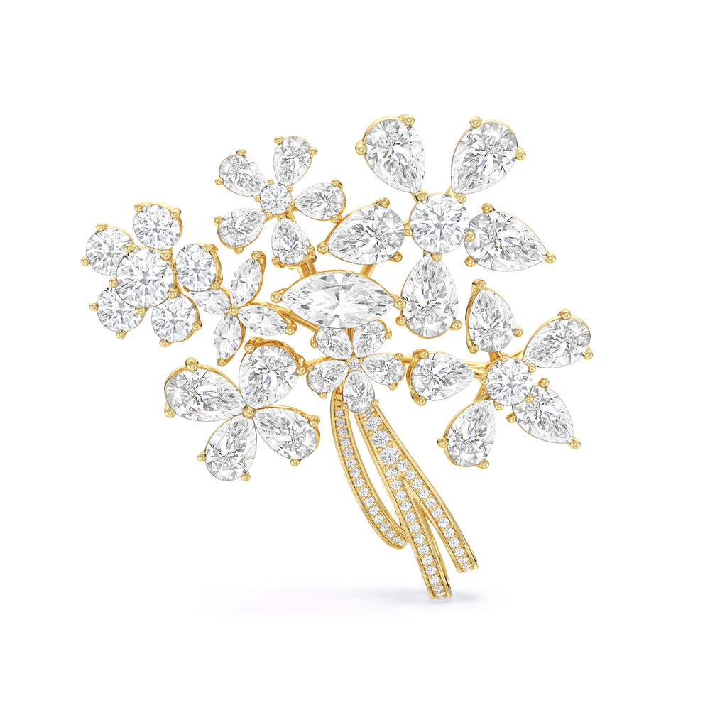 The Bouquet Brooch with 14KT Yellow Gold / Lab / 25 Cut Diamond in 14KT Yellow Gold / Lab / 25 view 1
