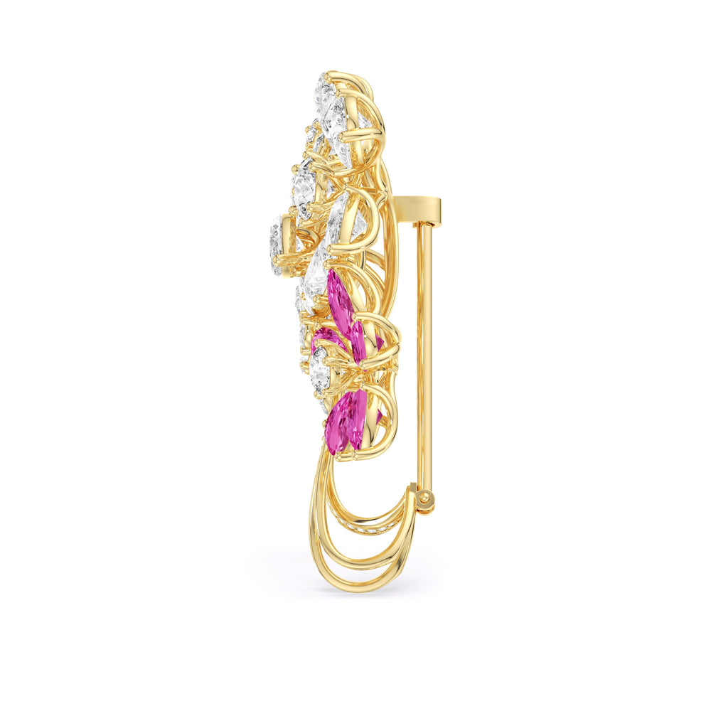 The Gemstone Bouquet Brooch with 14KT Yellow Gold / Lab / 16 3/8 Cut Diamond in 14KT Yellow Gold / Lab / 16 3/8 view 3
