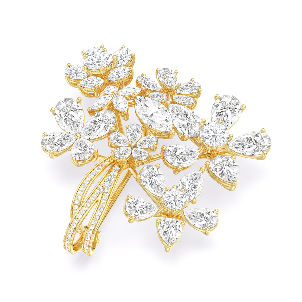 The Bouquet Brooch with 14KT Yellow Gold / Lab / 25 Cut Diamond in 14KT Yellow Gold / Lab / 25 view 2
