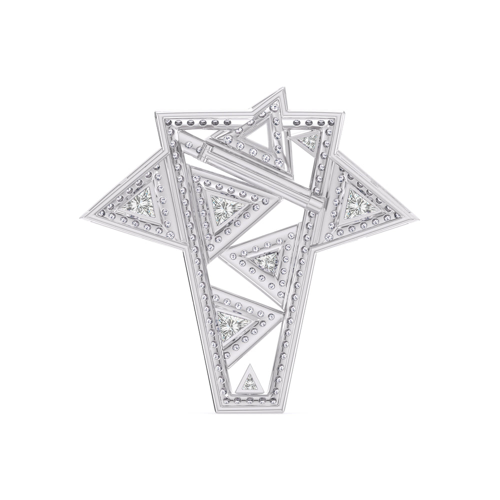 The Art Deco Brooch with 14KT White Gold / Lab / 10 1/2 Cut Diamond in 14KT White Gold / Lab / 10 1/2 view 4
