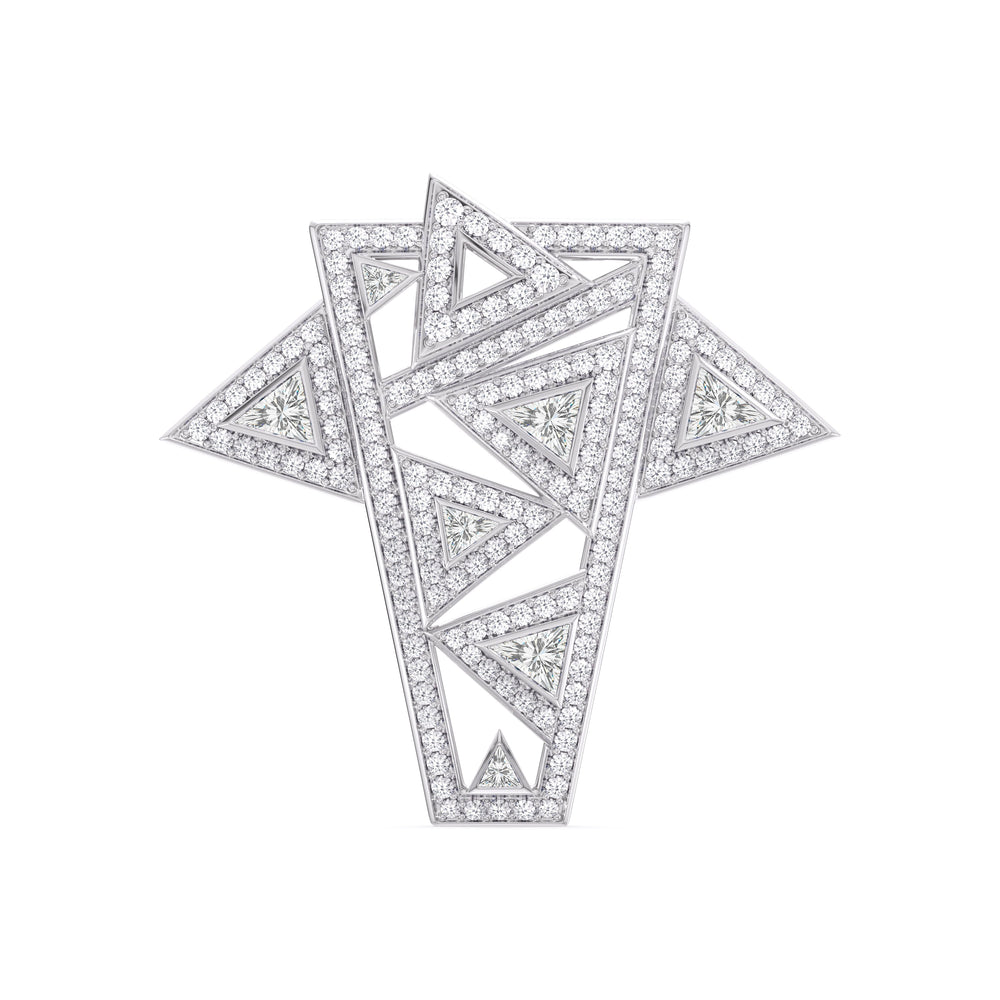 The Art Deco Brooch with 14KT White Gold / Lab / 10 1/2 Cut Diamond in 14KT White Gold / Lab / 10 1/2 view 1
