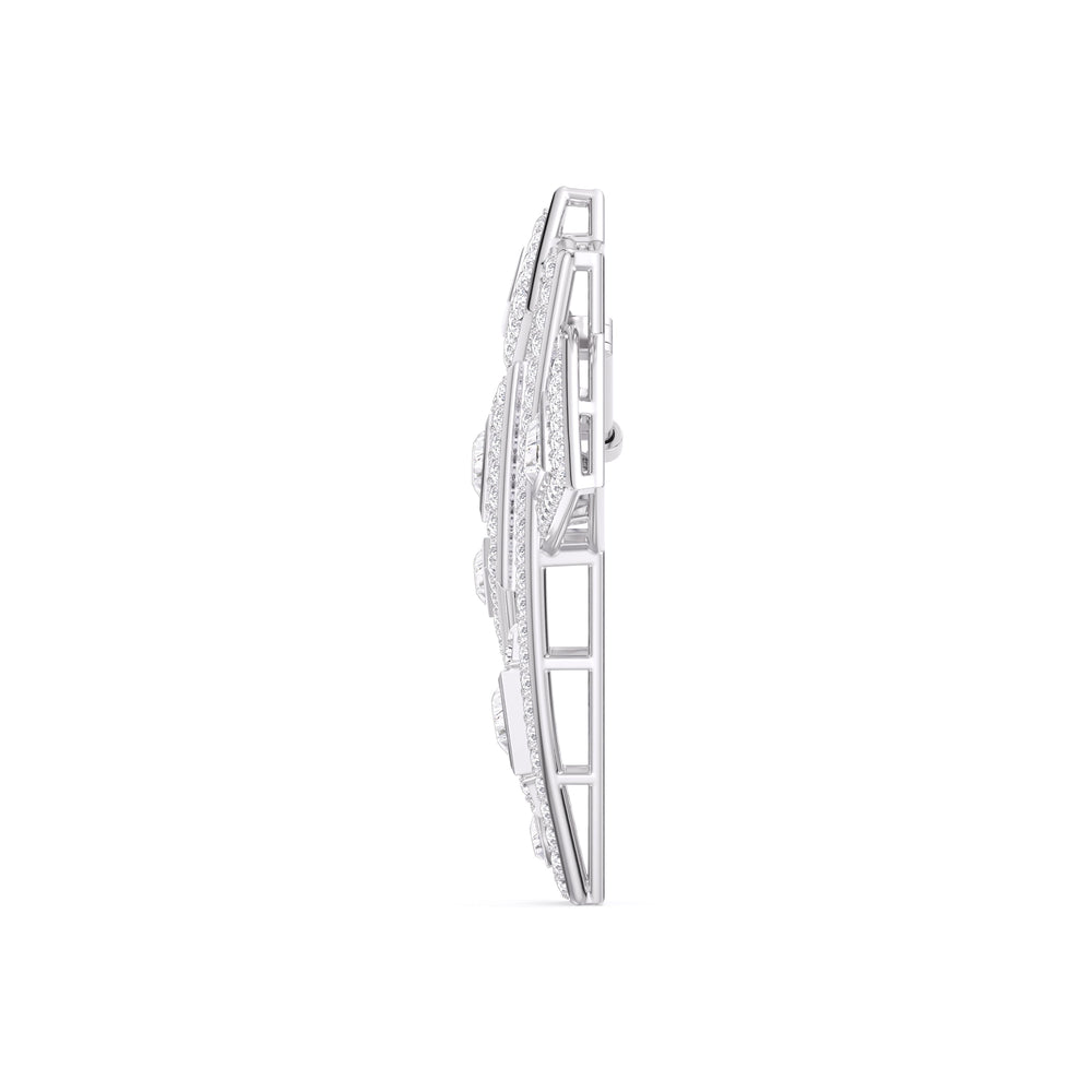 The Art Deco Brooch with 14KT White Gold / Lab / 10 1/2 Cut Diamond in 14KT White Gold / Lab / 10 1/2 view 3
