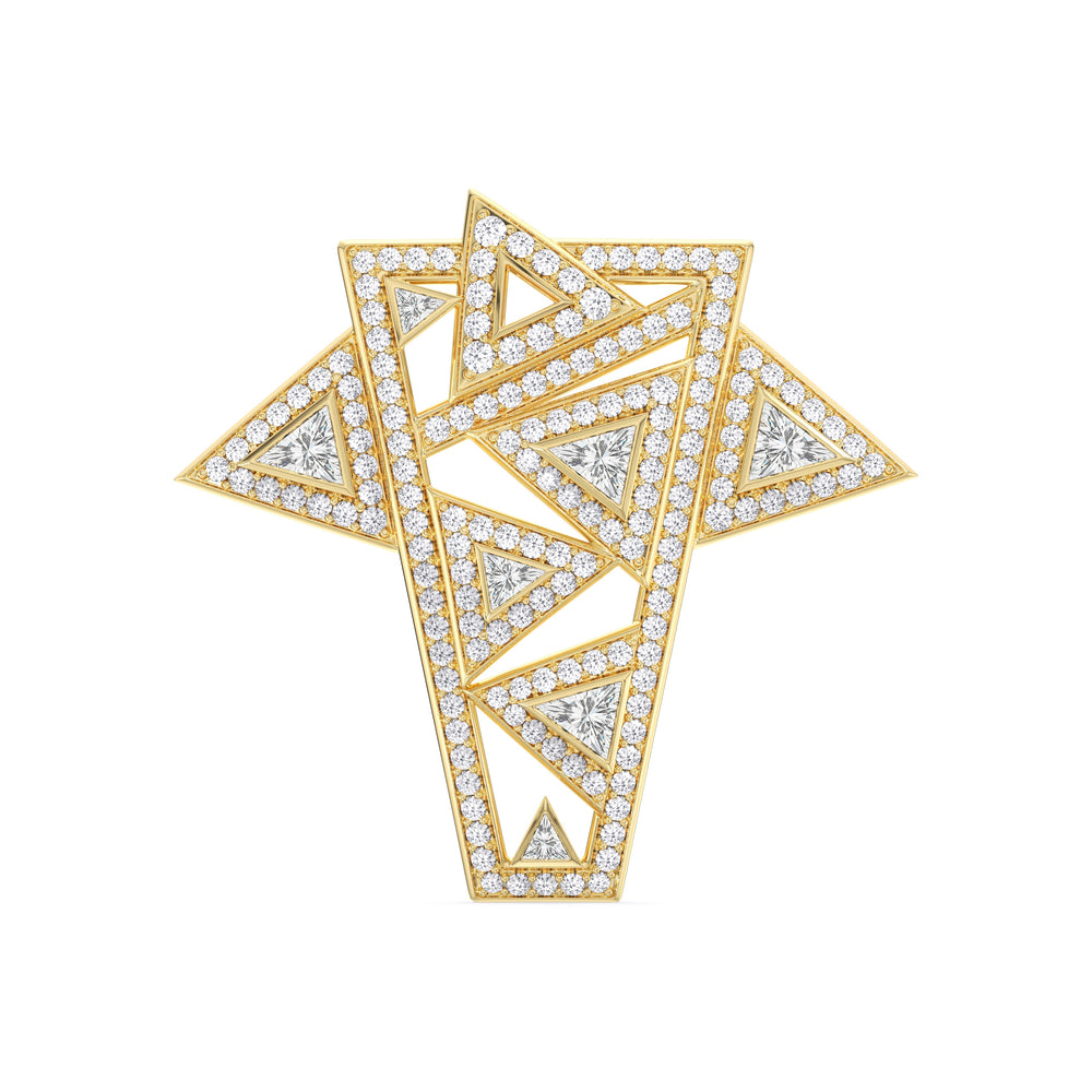 The Art Deco Brooch with 14KT Yellow Gold / Lab / 10 1/2 Cut Diamond in 14KT Yellow Gold / Lab / 10 1/2 view 1

