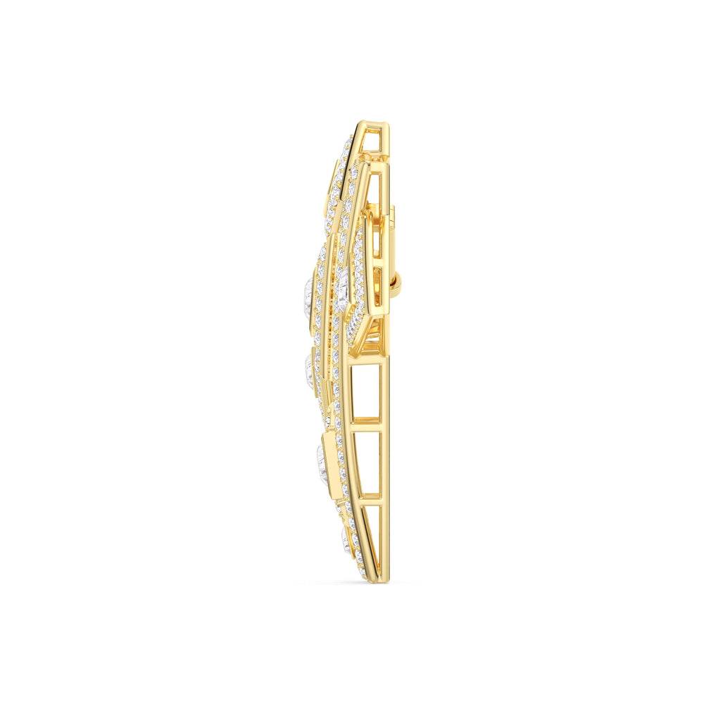 The Art Deco Brooch with 14KT Yellow Gold / Lab / 10 1/2 Cut Diamond in 14KT Yellow Gold / Lab / 10 1/2 view 3

