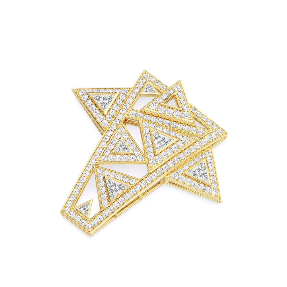 The Art Deco Brooch with 14KT Yellow Gold / Lab / 10 1/2 Cut Diamond in 14KT Yellow Gold / Lab / 10 1/2 view 2
