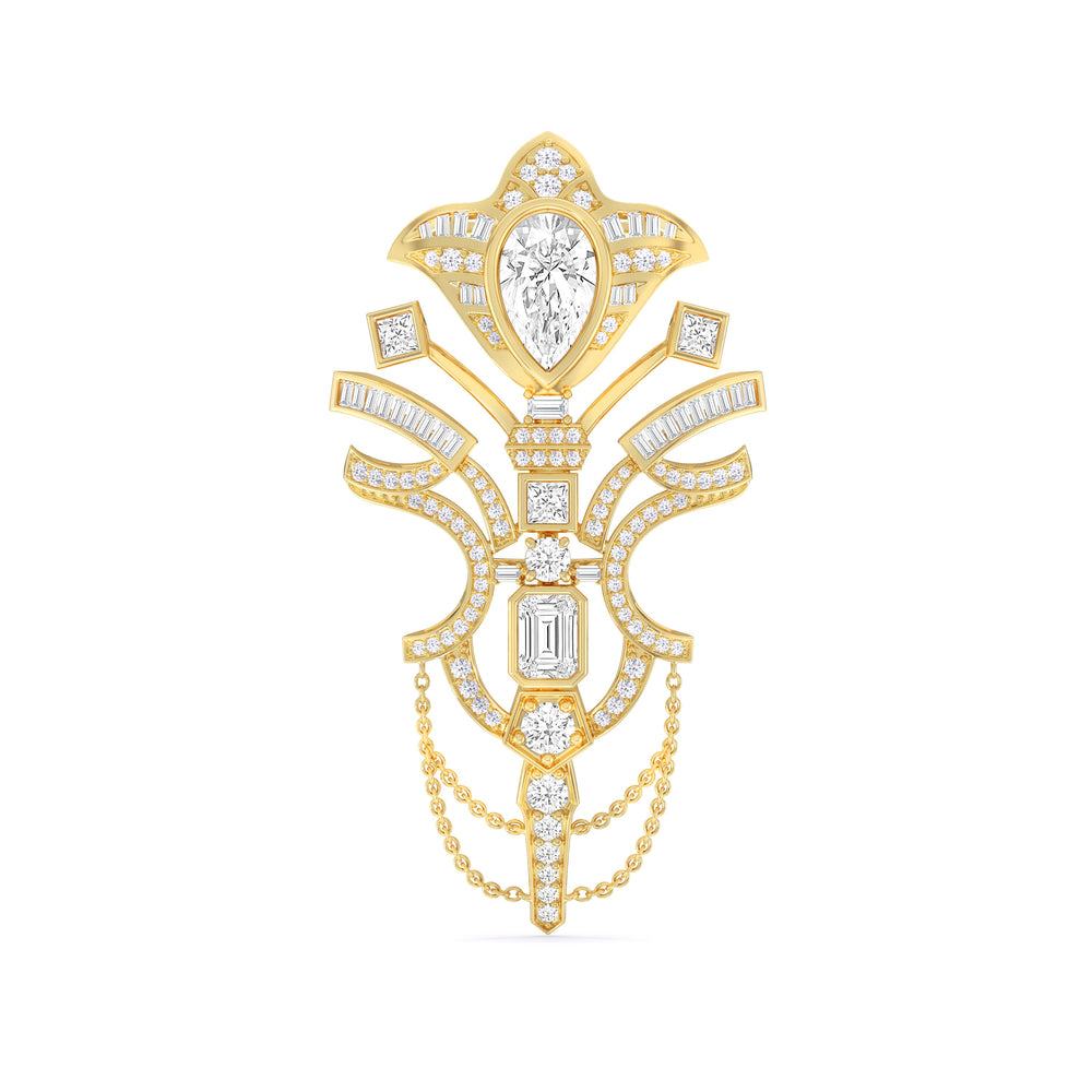 The Empire Brooch with 14KT Yellow Gold / Lab / 7 1/4 Cut Diamond in 14KT Yellow Gold / Lab / 7 1/4 view 1
