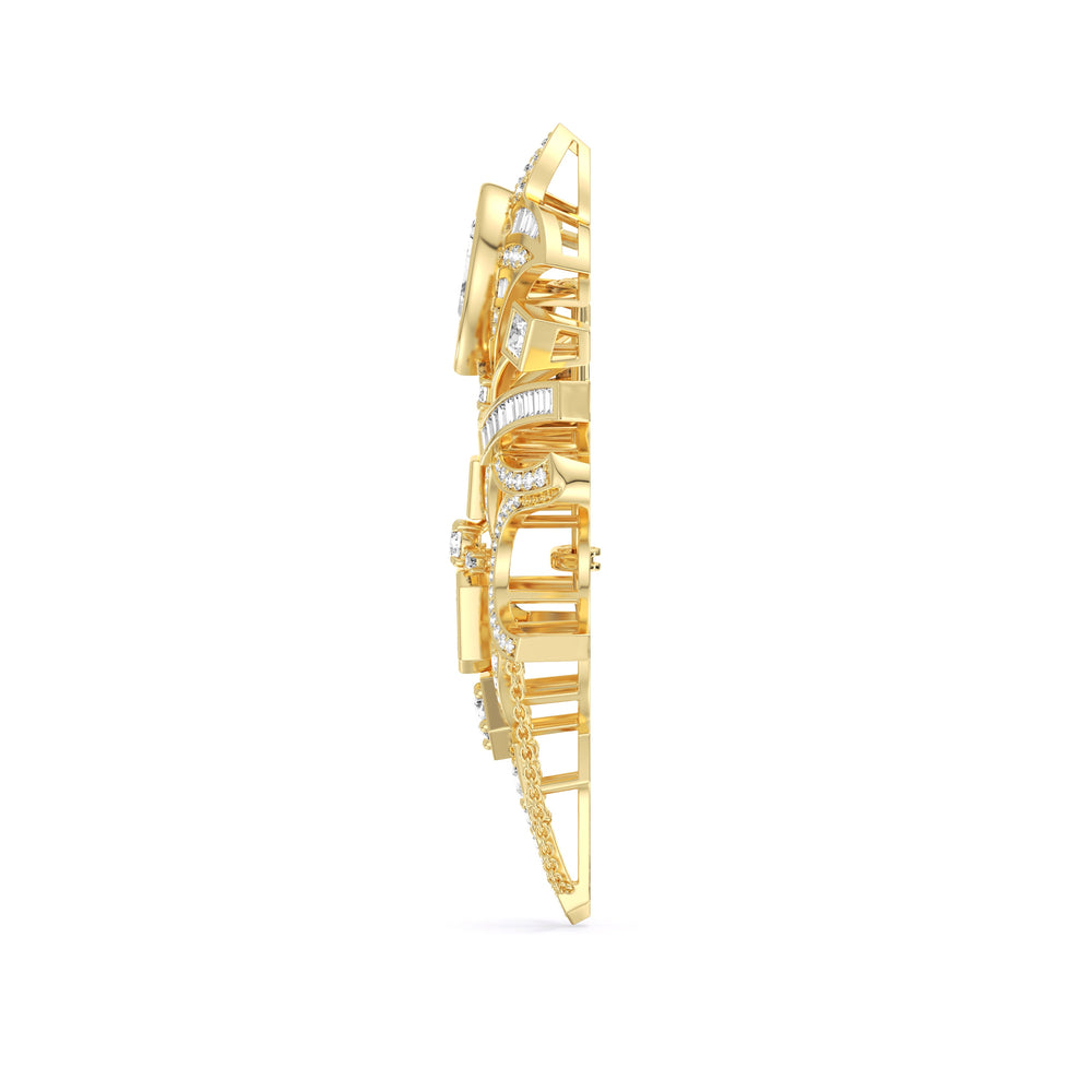 The Empire Brooch with 14KT Yellow Gold / Lab / 7 1/4 Cut Diamond in 14KT Yellow Gold / Lab / 7 1/4 view 3
