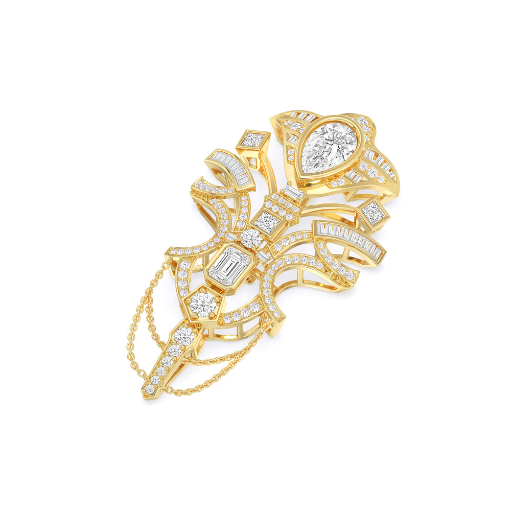 The Empire Brooch with 14KT Yellow Gold / Lab / 7 1/4 Cut Diamond in 14KT Yellow Gold / Lab / 7 1/4 view 2
