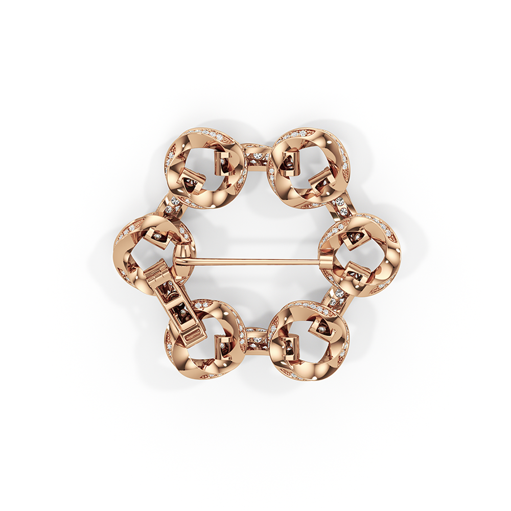 The Bond Circle Brooch with 18KT Rose Gold / Lab / 8 Cut Diamond in 14KT Rose Gold / Lab / 8 view 5
