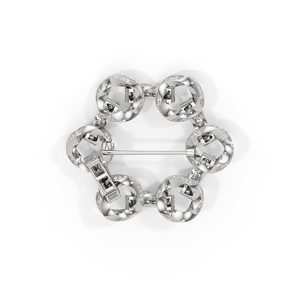 The Bond Circle Brooch with Platinum / Lab / 8 Cut Diamond in 14KT Platinum / Lab / 8 view 5
