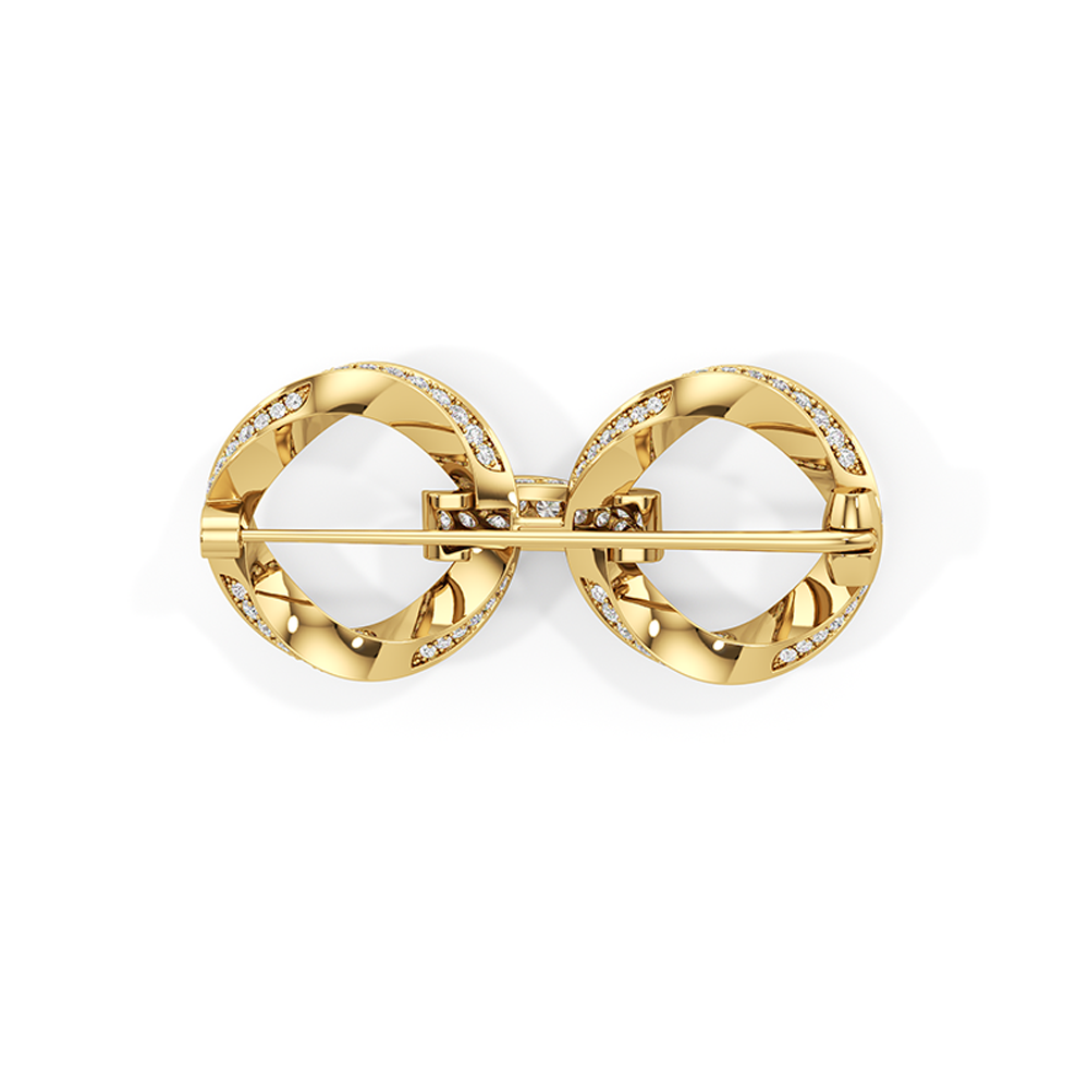 The Bond Link Brooch with 18KT Yellow Gold / Lab / 3 Cut Diamond in 14KT Yellow Gold / Lab / 3 view 5
