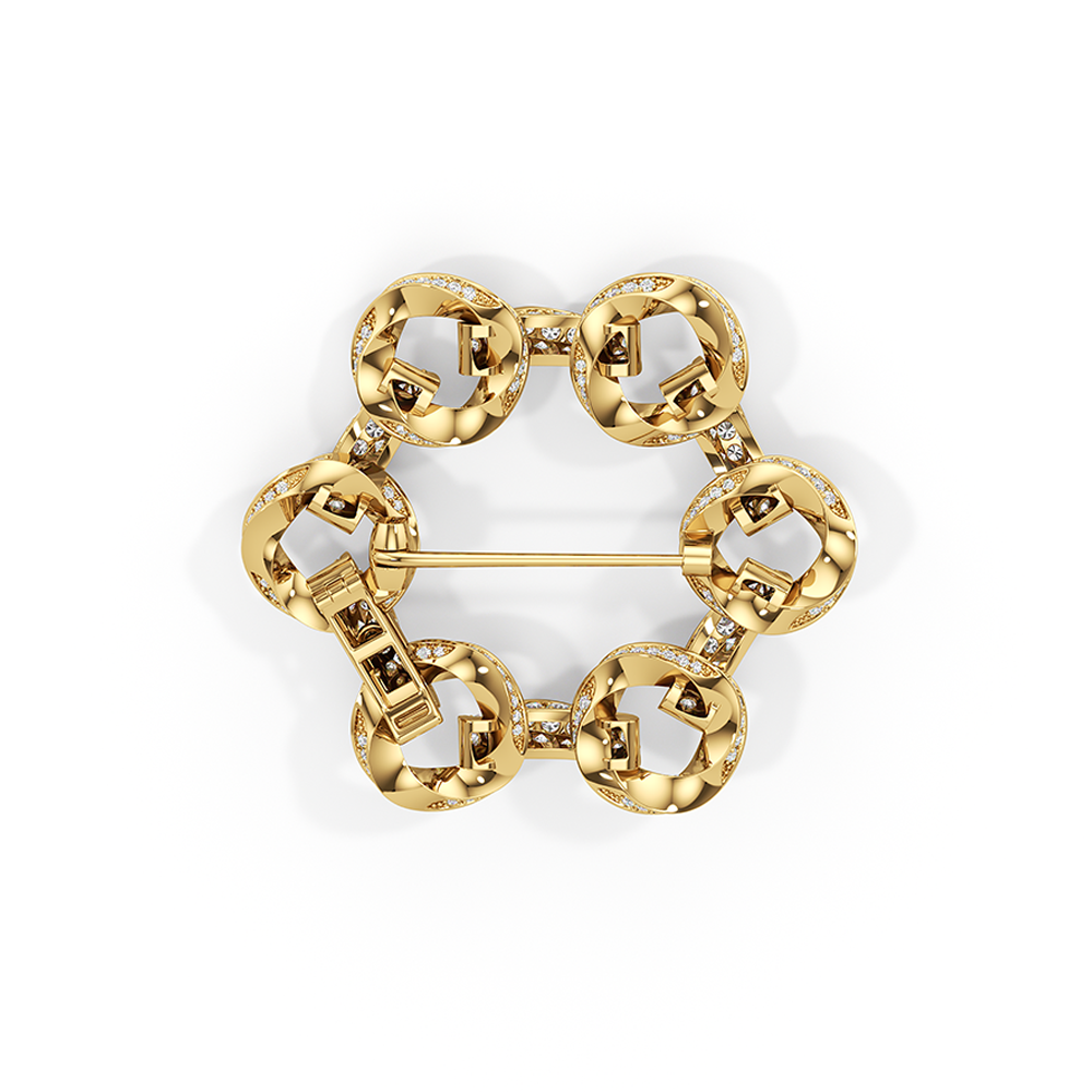 The Bond Circle Brooch with 18KT Yellow Gold / Lab / 8 Cut Diamond in 14KT Yellow Gold / Lab / 8 view 5
