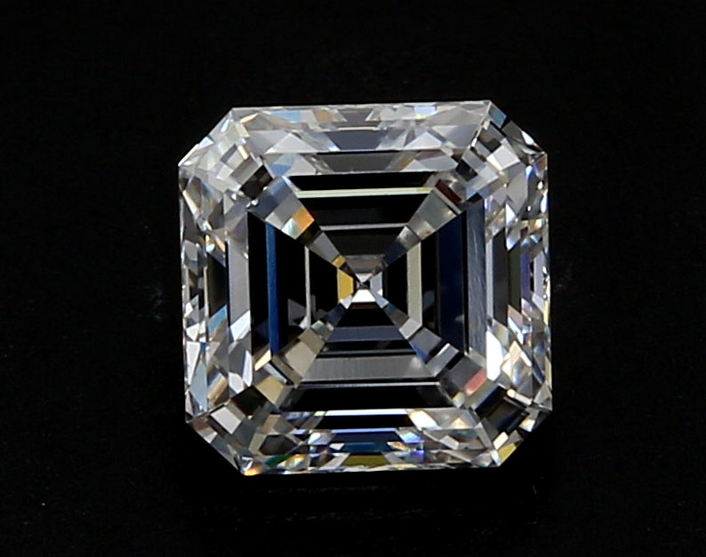 4.0 Carat Asscher Lab Diamond with  Cut Diamond in 14KT  view 1
