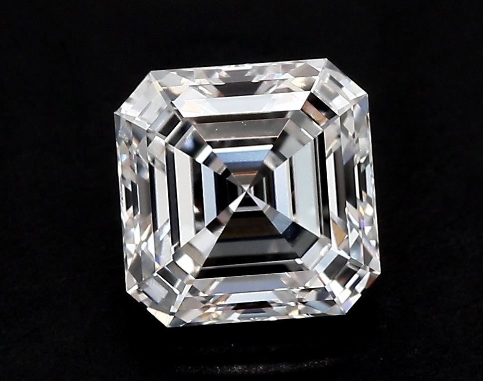 2.55 Carat Asscher Lab Diamond with  Cut Diamond in 14KT  view 1
