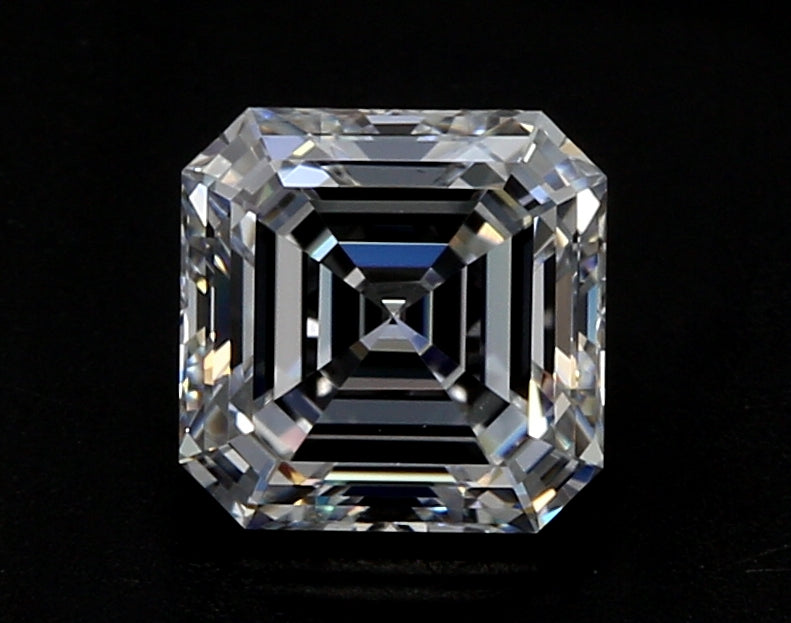 2.8 Carat Asscher Lab Diamond with  Cut Diamond in 14KT  view 1
