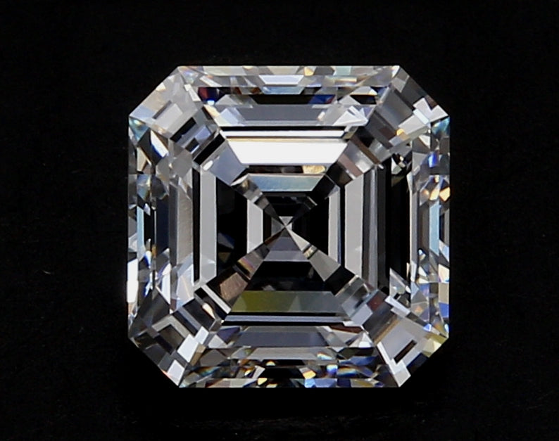 3.08 Carat Asscher Lab Diamond with  Cut Diamond in 14KT  view 1

