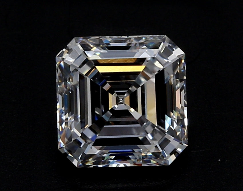 3.08 Carat Asscher Lab Diamond with  Cut Diamond in 14KT  view 1

