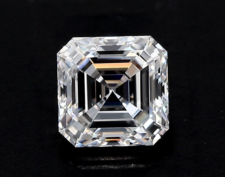 3.24 Carat Asscher Lab Diamond with  Cut Diamond in 14KT  view 1
