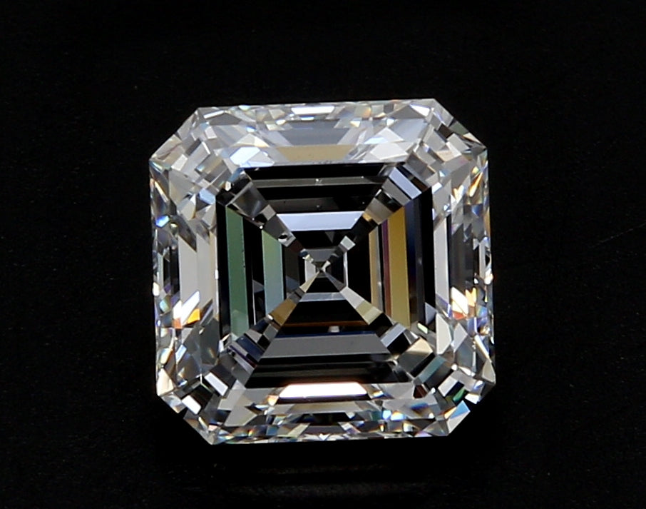 1.9 Carat Asscher Lab Diamond with  Cut Diamond in 14KT  view 1
