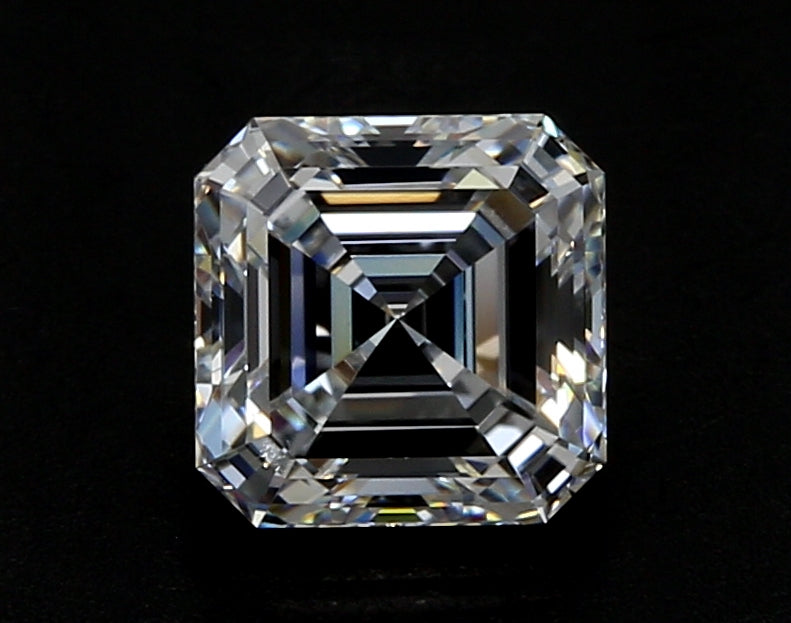 2.57 Carat Asscher Lab Diamond with  Cut Diamond in 14KT  view 1
