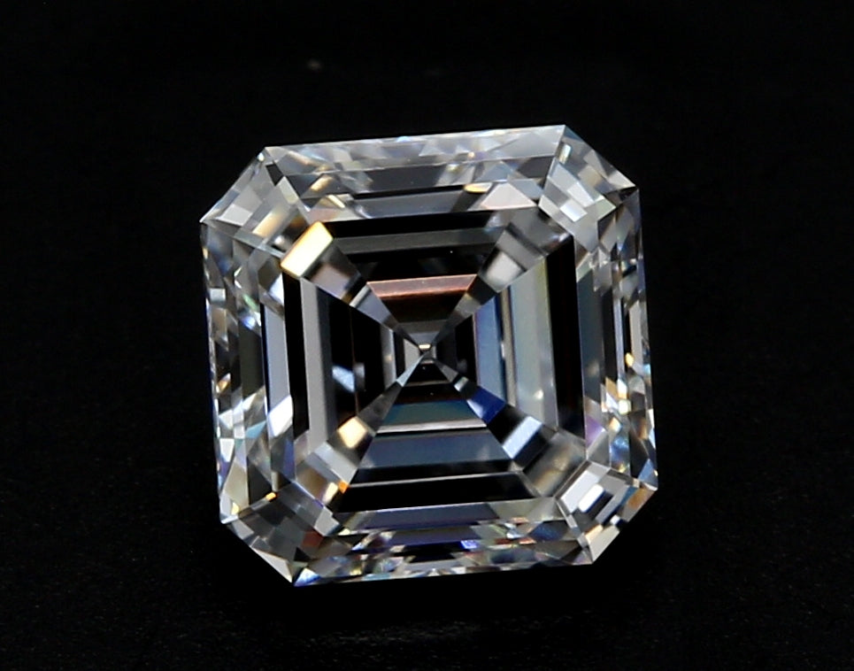 2.01 Carat Asscher Lab Diamond with  Cut Diamond in 14KT  view 1
