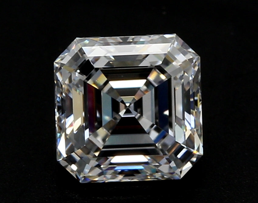 3.04 Carat Asscher Lab Diamond with  Cut Diamond in 14KT  view 1
