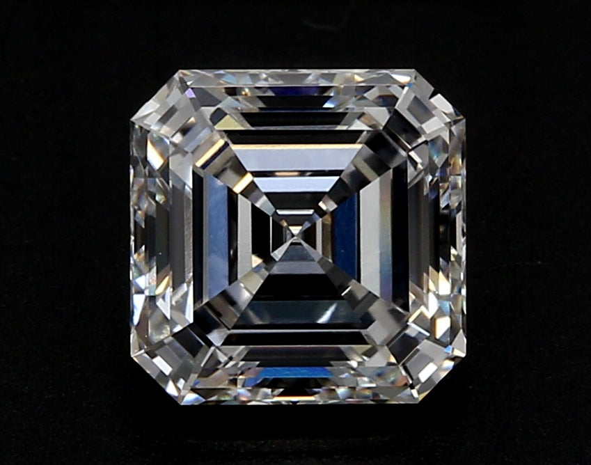 3.1 Carat Asscher Lab Diamond with  Cut Diamond in 14KT  view 1
